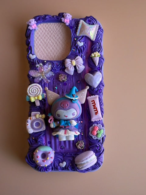 Kawaii Magic Girl Phone Case – Purple Dessert Deco Case
