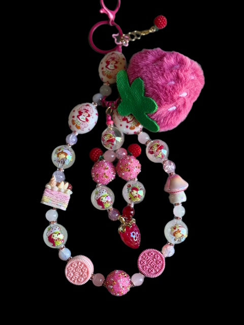 Strawberry Plush & Sweet Treat Beaded Keychain